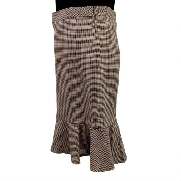 The Limited 4 tan + brown tweed ruffle hem‎ skirt - Picture 2 of 6